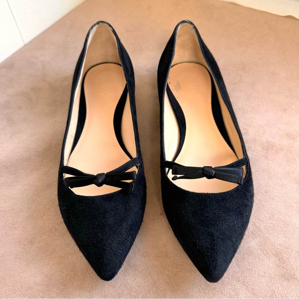 ❤️ Armani Collezioni Suede Silk Bow Flats Shoes 37 X5V004 6.5 7 Authentic Ballet